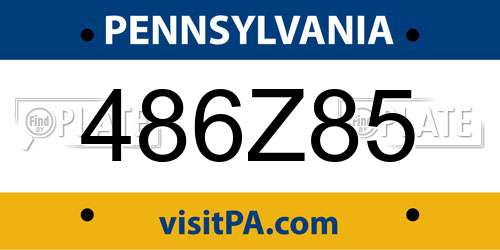 486Z85 Pennsylvania License Plate