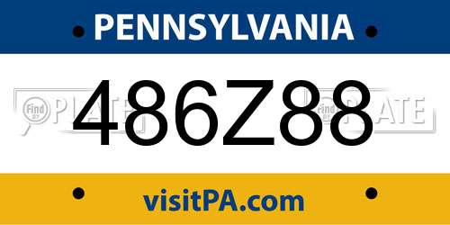 486Z88 Pennsylvania License Plate