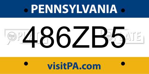 486ZB5 Pennsylvania License Plate