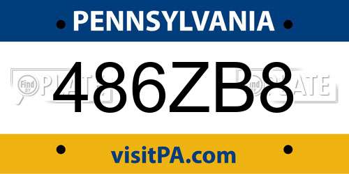 486ZB8 Pennsylvania License Plate