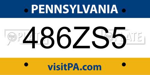 486ZS5 Pennsylvania License Plate