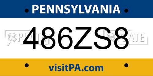 486ZS8 Pennsylvania License Plate
