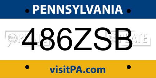 486ZSB Pennsylvania License Plate