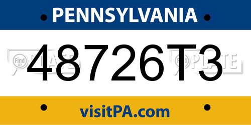 48726T3 Pennsylvania License Plate
