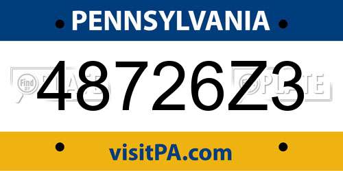 48726Z3 Pennsylvania License Plate