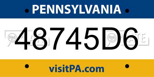 48745D6 Pennsylvania License Plate