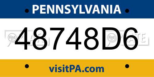 48748D6 Pennsylvania License Plate
