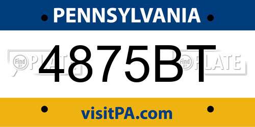 4875BT Pennsylvania License Plate