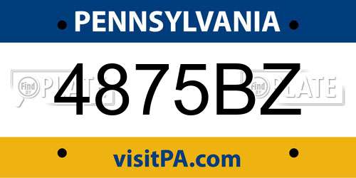 4875BZ Pennsylvania License Plate