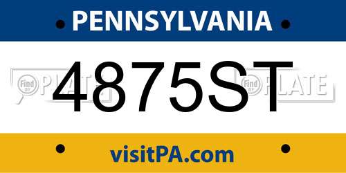 4875ST Pennsylvania License Plate