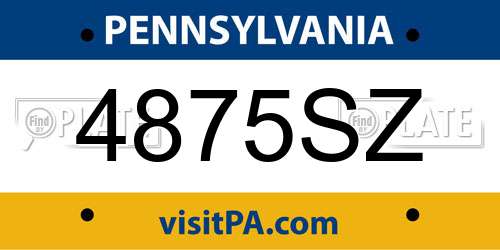4875SZ Pennsylvania License Plate