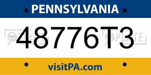 48776T3 Pennsylvania License Plate