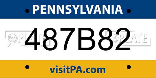 487B82 Pennsylvania License Plate
