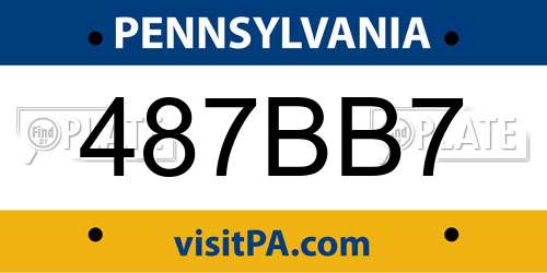 487BB7 Pennsylvania License Plate