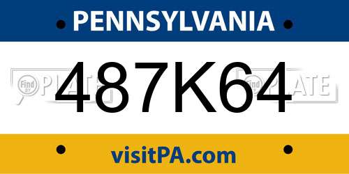 487K64 Pennsylvania License Plate