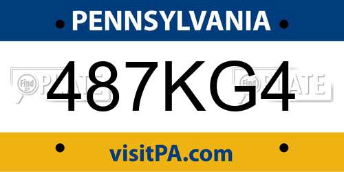 487KG4 Pennsylvania License Plate