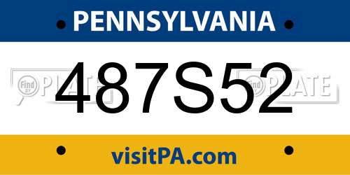 487S52 Pennsylvania License Plate