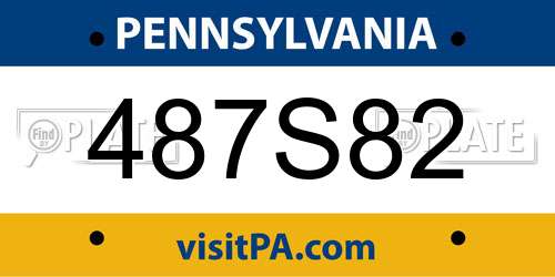 487S82 Pennsylvania License Plate