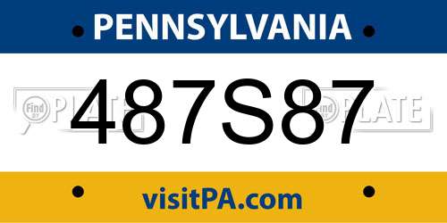 487S87 Pennsylvania License Plate