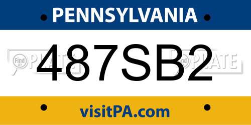 487SB2 Pennsylvania License Plate