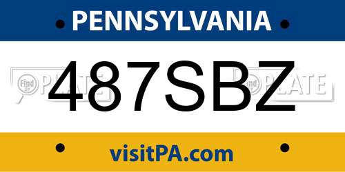487SBZ Pennsylvania License Plate