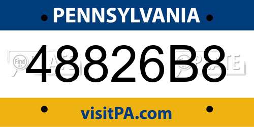 48826B8 Pennsylvania License Plate