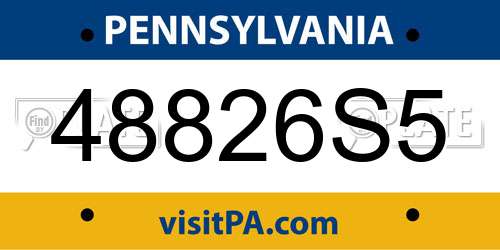 48826S5 Pennsylvania License Plate