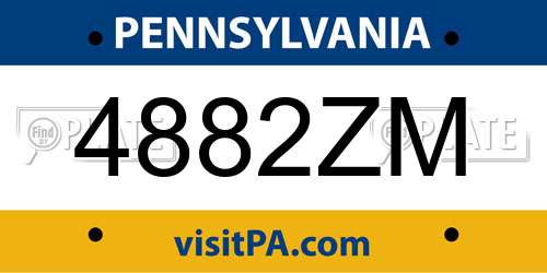 4882ZM Pennsylvania License Plate