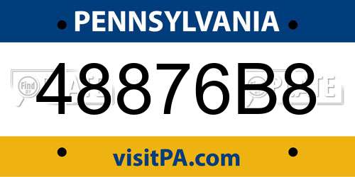48876B8 Pennsylvania License Plate