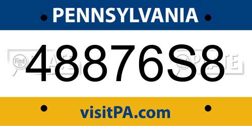 48876S8 Pennsylvania License Plate