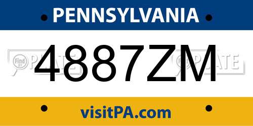 4887ZM Pennsylvania License Plate