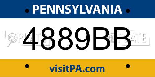 4889BB Pennsylvania License Plate