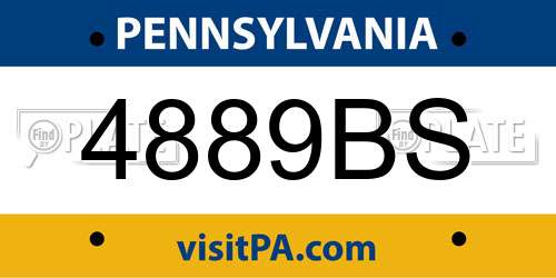 4889BS Pennsylvania License Plate