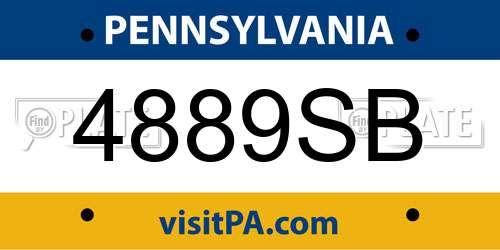 4889SB Pennsylvania License Plate