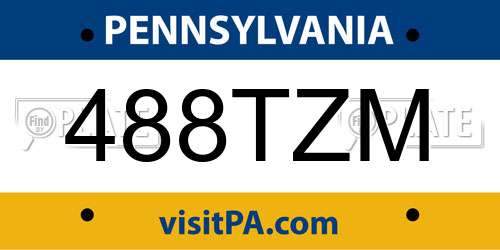 488TZM Pennsylvania License Plate