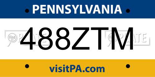 488ZTM Pennsylvania License Plate