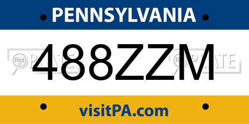 488ZZM Pennsylvania License Plate