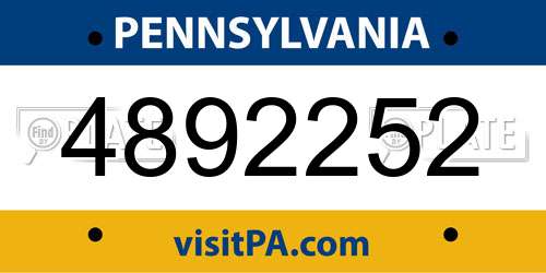 4892252 Pennsylvania License Plate