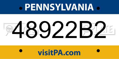 48922B2 Pennsylvania License Plate