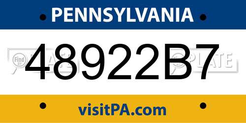 48922B7 Pennsylvania License Plate
