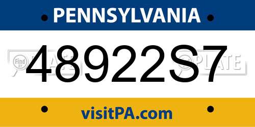 48922S7 Pennsylvania License Plate