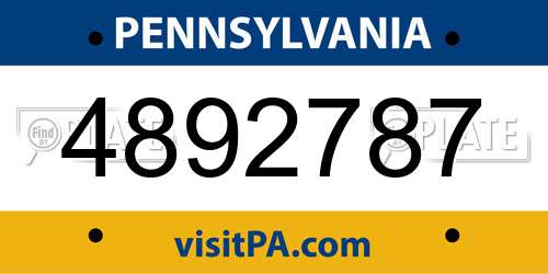 4892787 Pennsylvania License Plate