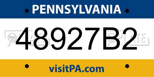 48927B2 Pennsylvania License Plate