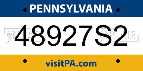 48927S2 Pennsylvania License Plate