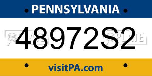 48972S2 Pennsylvania License Plate