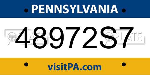 48972S7 Pennsylvania License Plate