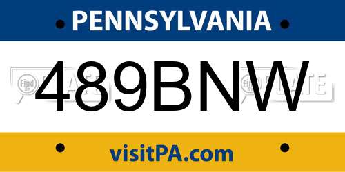 489BNW Pennsylvania License Plate