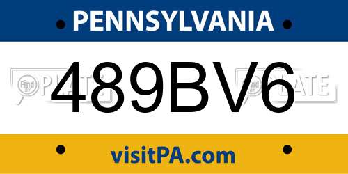 489BV6 Pennsylvania License Plate