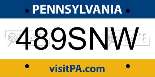 489SNW Pennsylvania License Plate
