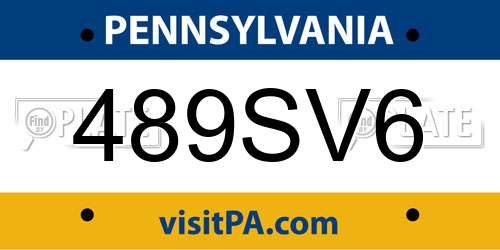 489SV6 Pennsylvania License Plate